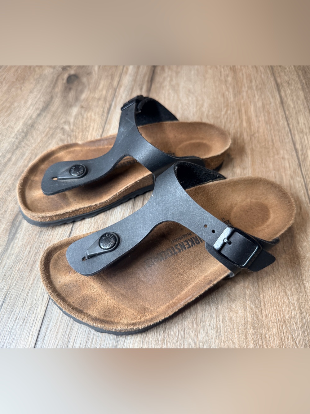 Birkenstock Black Kids Toe-Post Sandals with Buckle